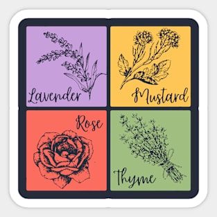 Retro Veggie and Herb Color Grid Sticker